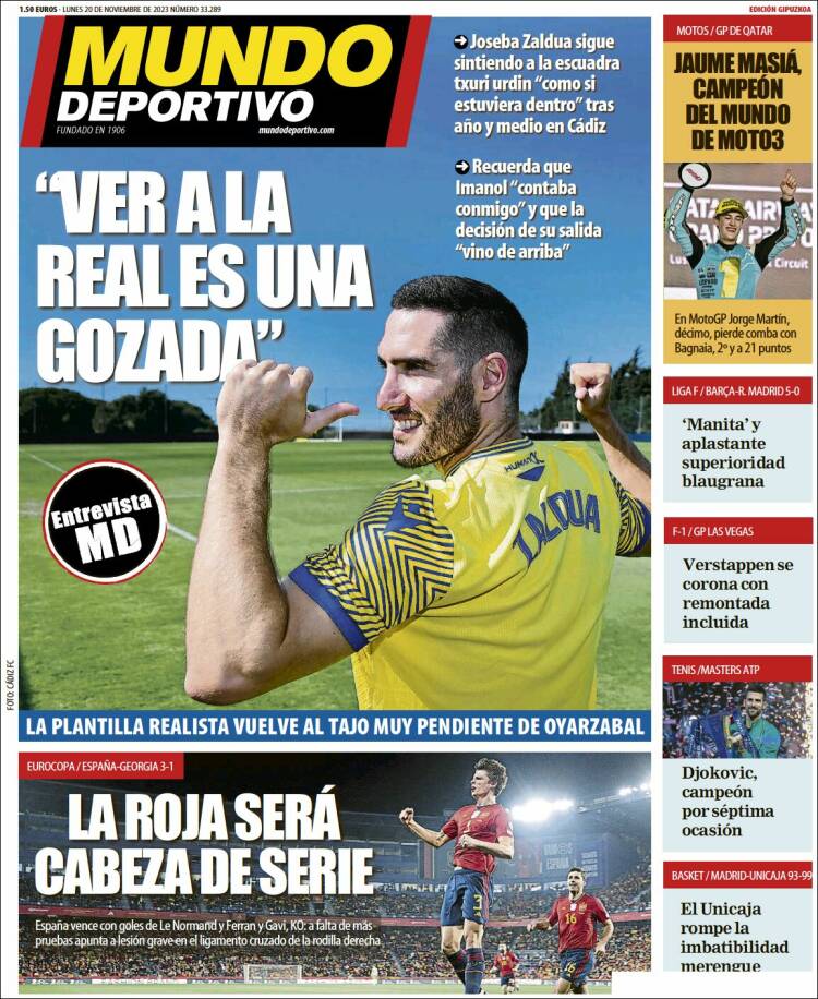 Portada de Mundo Deportivo Gipuzkoa (España)