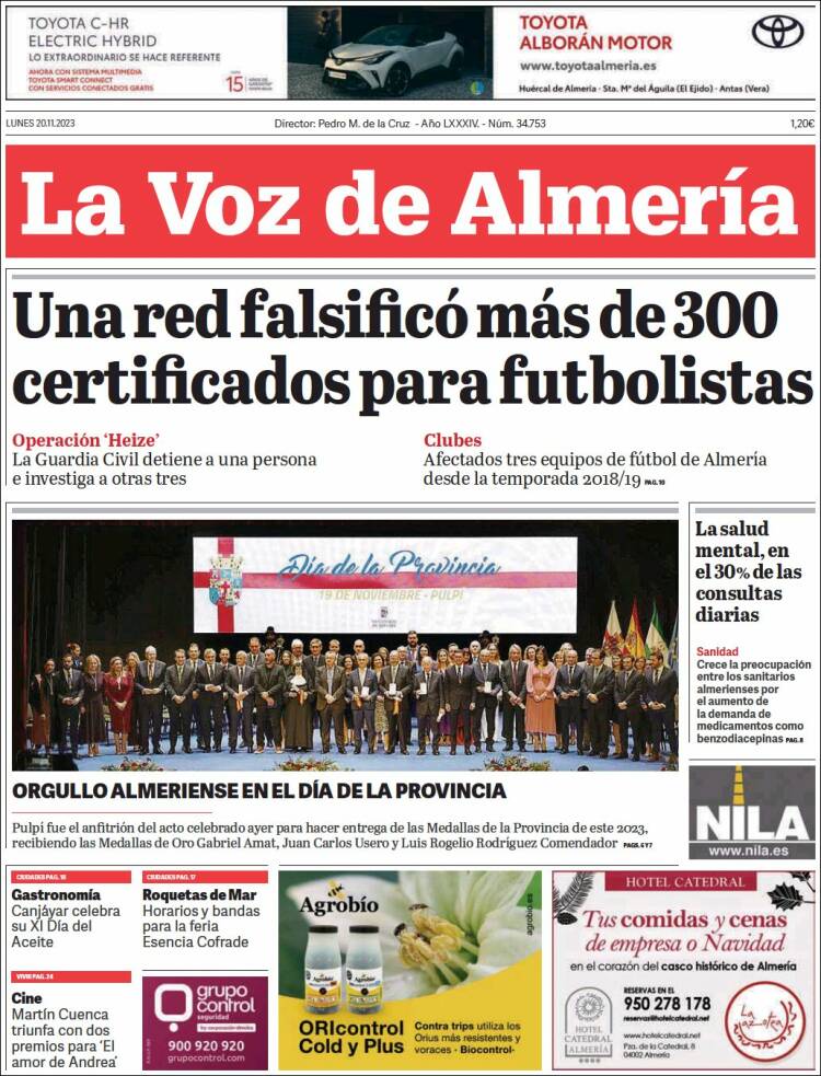 Portada de La Voz de Almería (España)