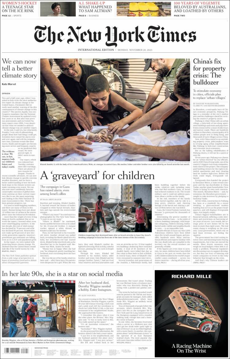 Portada de International New York Times (Europa)