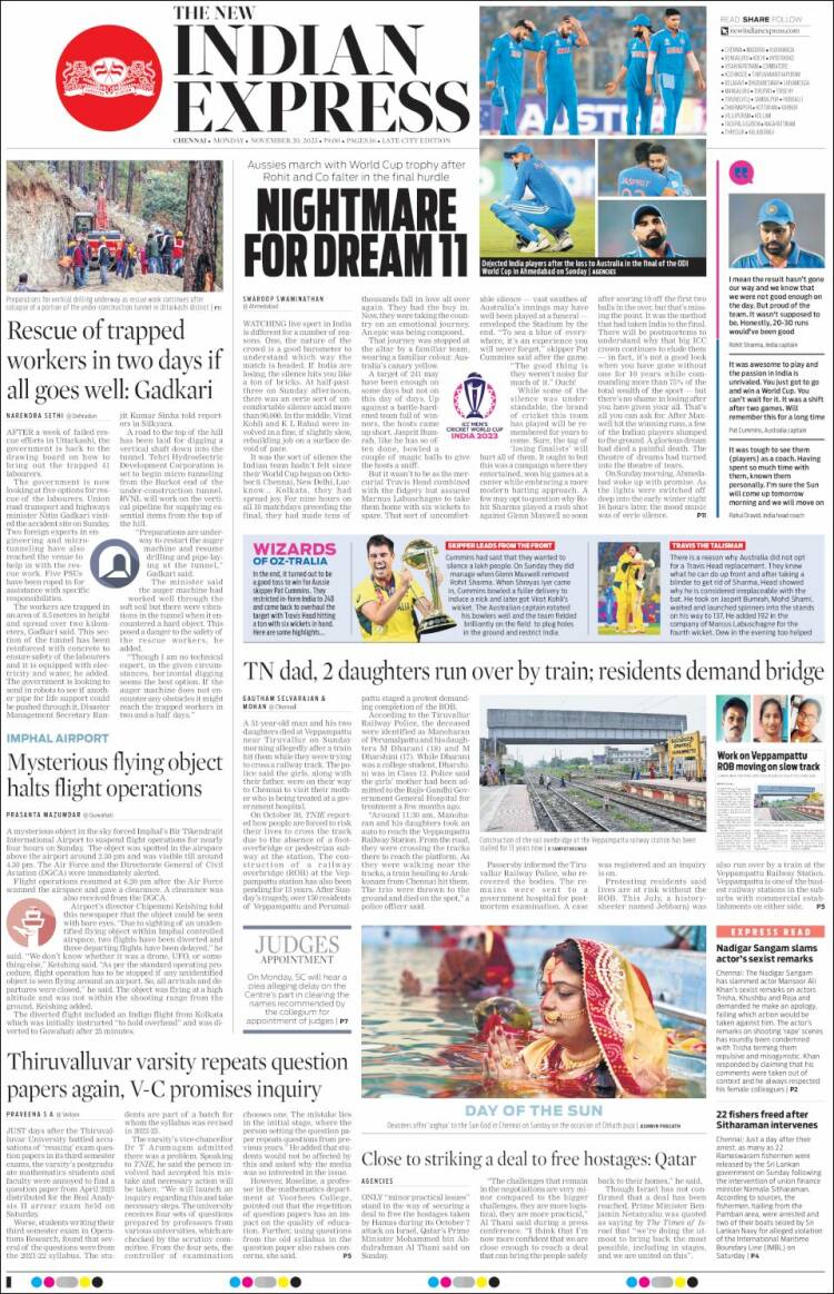 Portada de New Indian Express (India)