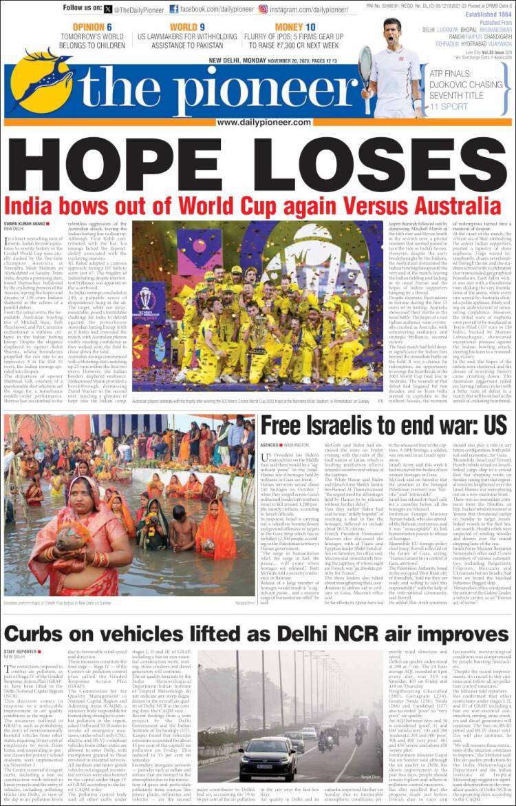 Portada de The Pioneer (India)