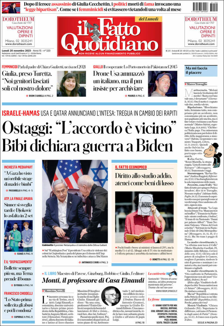 Portada de Il Fatto Quotidiano (Italia)