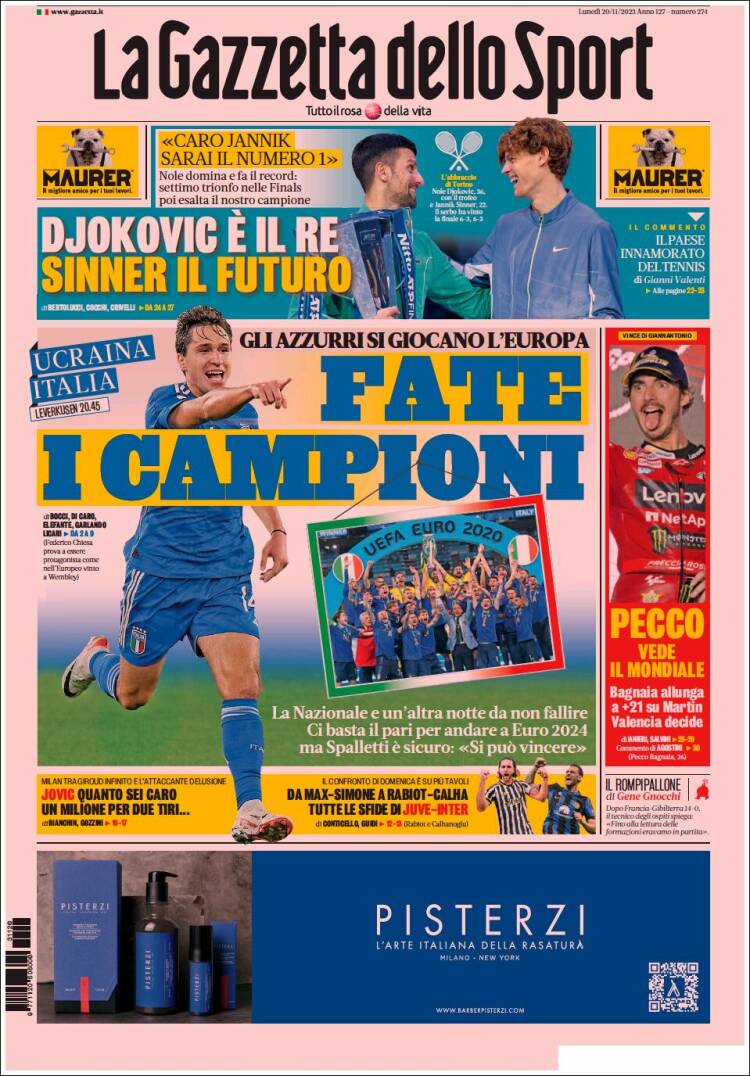Portada de La Gazzetta dello Sport (Italia)