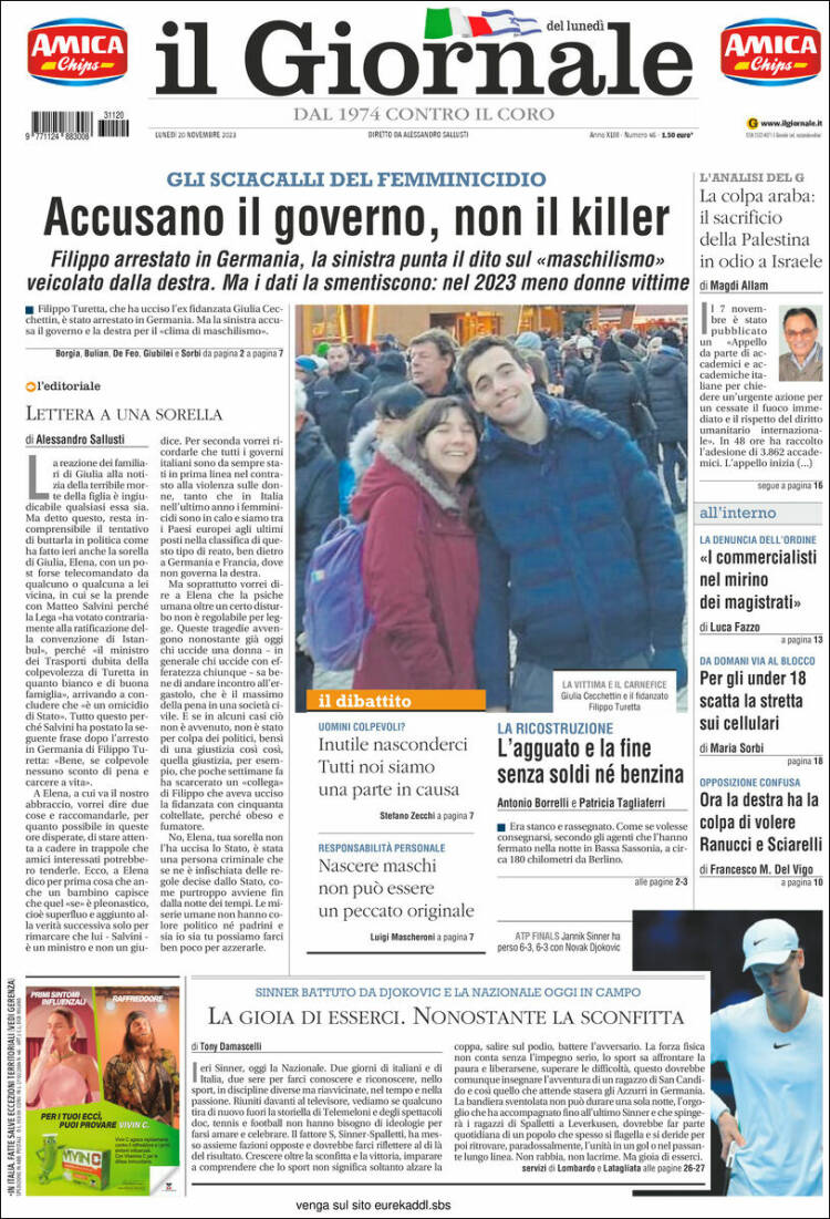 Portada de il Giornale (Italia)