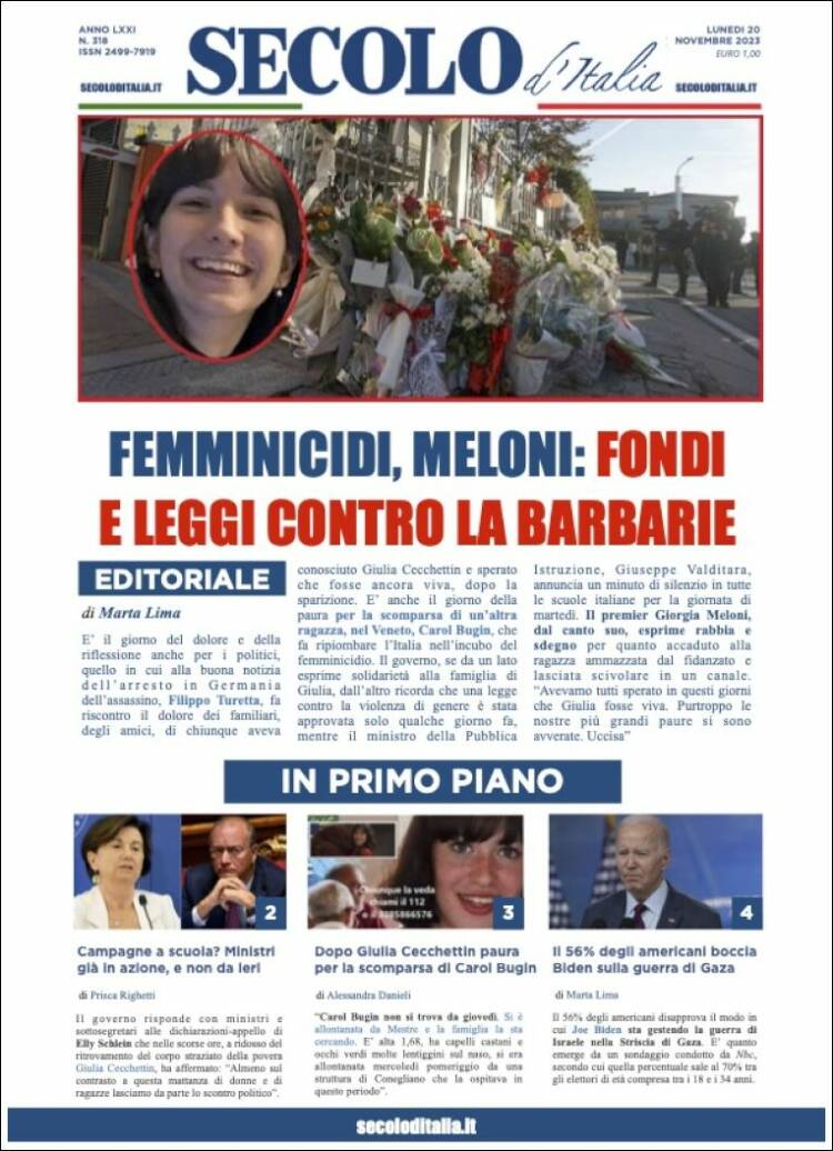 Portada de Secolo d'Italia (Italia)