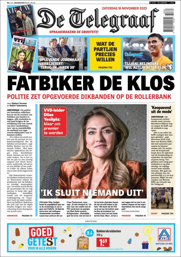 Portada de De Telegraaf (Pa&iacute;ses Bajos)
