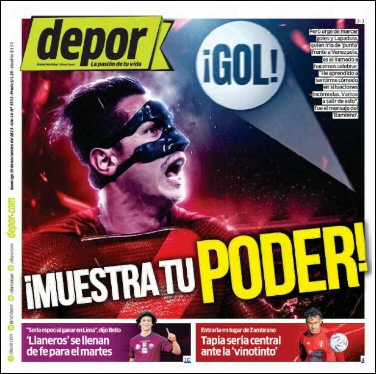 Portada de Depor (Per&uacute;)