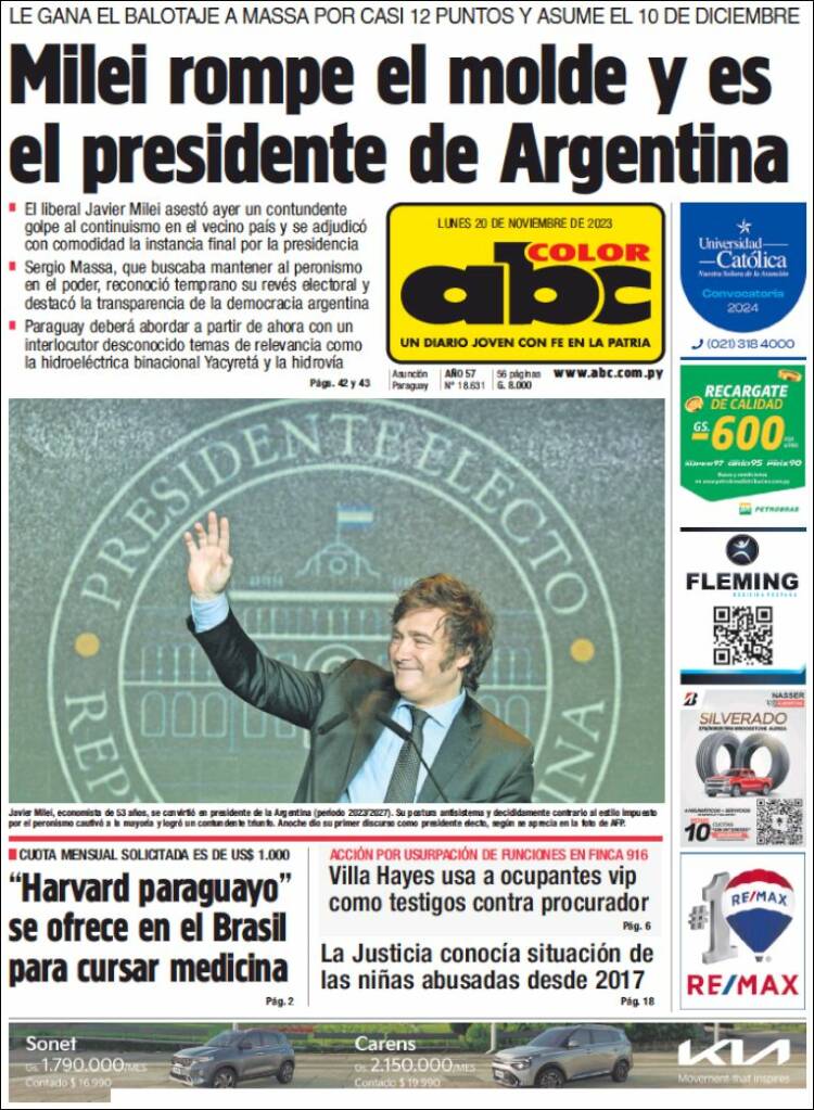 Portada de ABC Color (Paraguay)