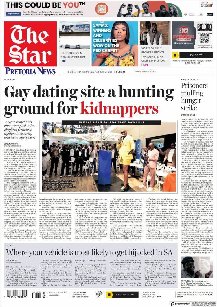 Portada de The Star (Sud&aacute;frica)