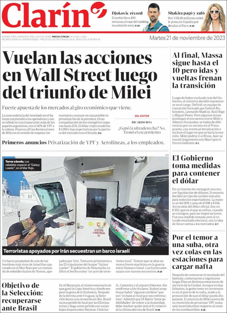 Portada de Clarín (Argentina)