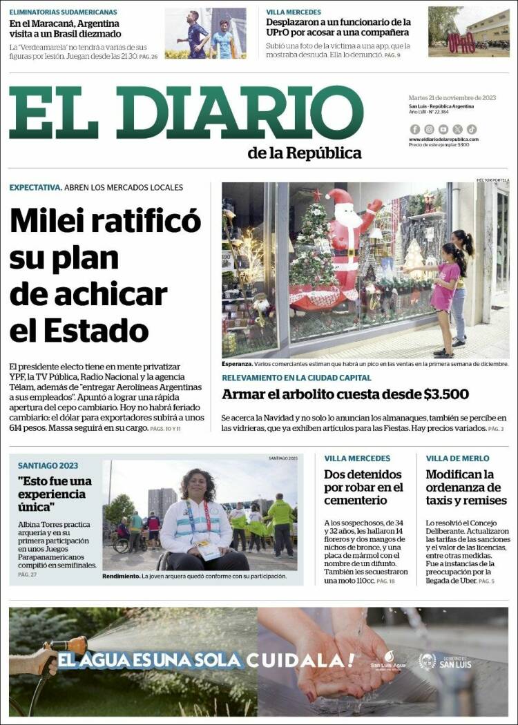 Portada de Diario de la República (Argentina)