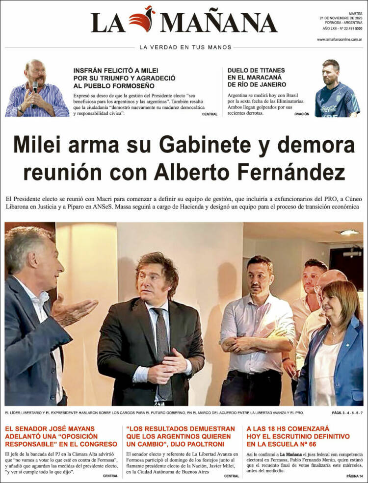 Portada de Diario La Mañana (Argentina)