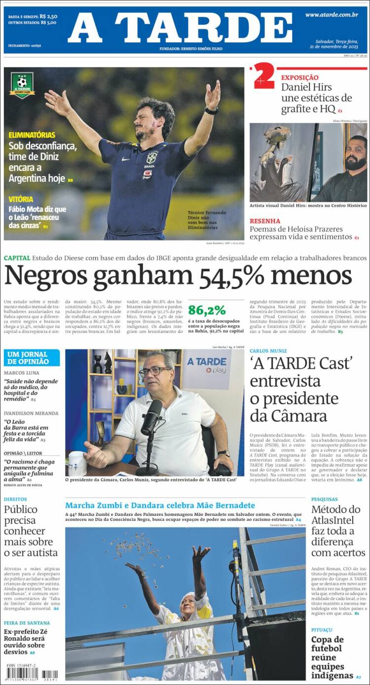 Portada de Diário A Tarde (Brasil)