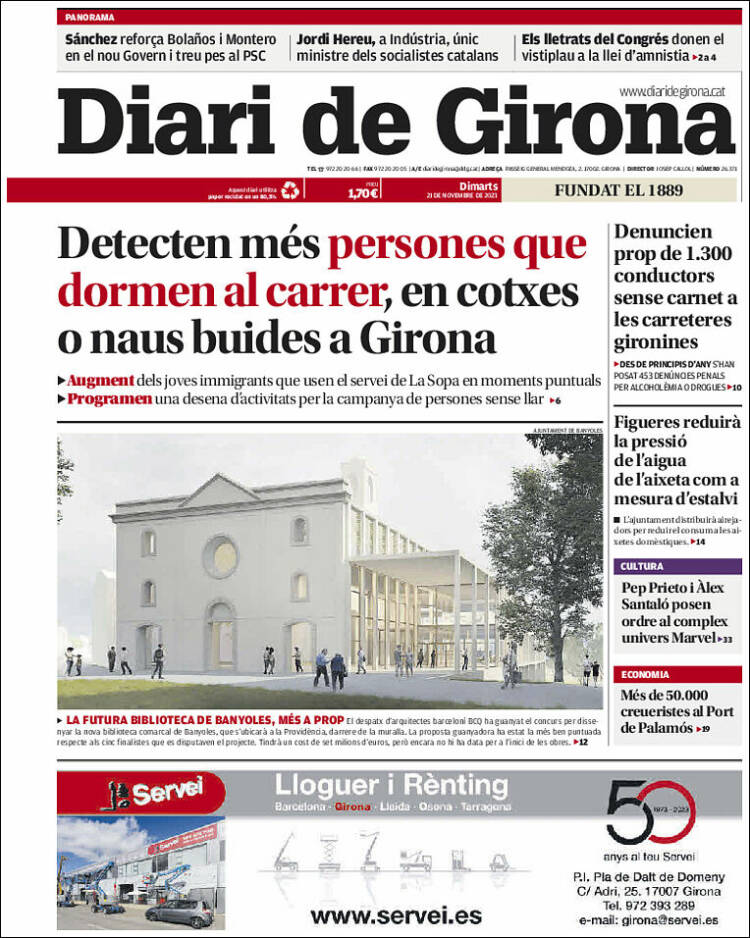 Portada de Diari de Girona (España)