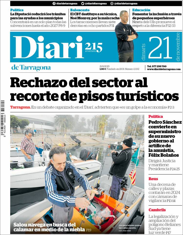 Portada de Diari de Tarragona (España)