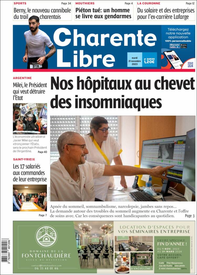 Portada de Charente Libre (Francia)