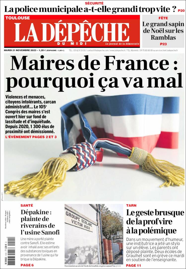 Portada de La Dépêche du Midi (Francia)