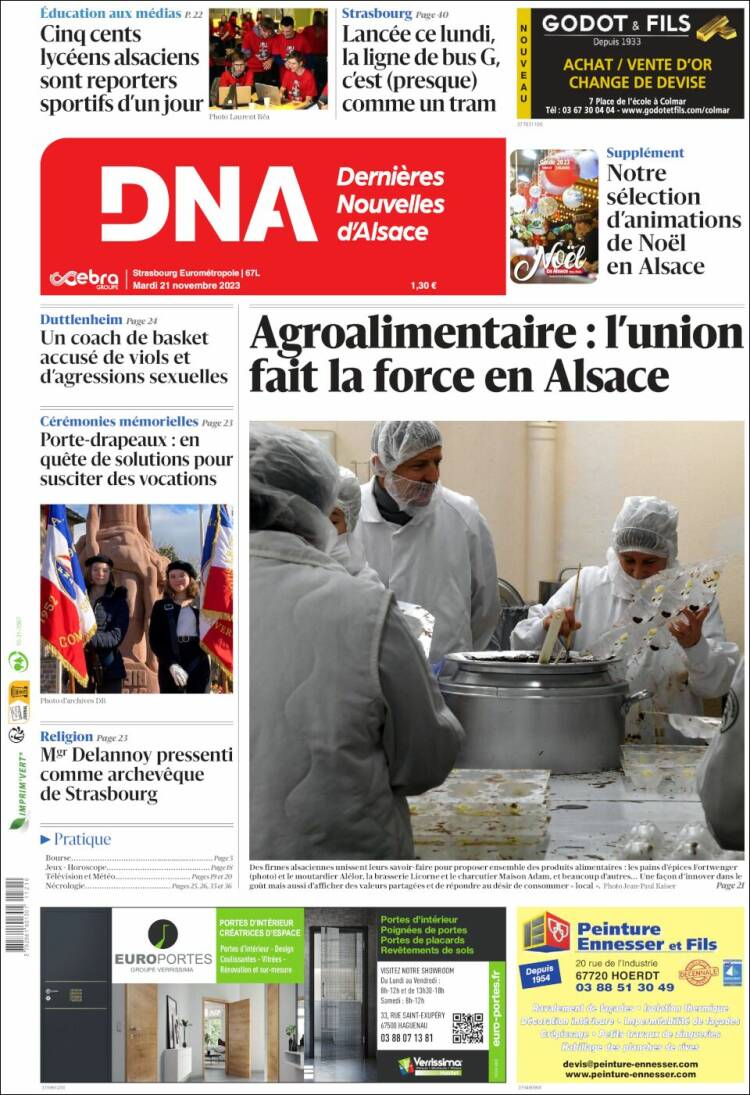 Portada de Les Dernières Nouvelles d'Alsace (Francia)