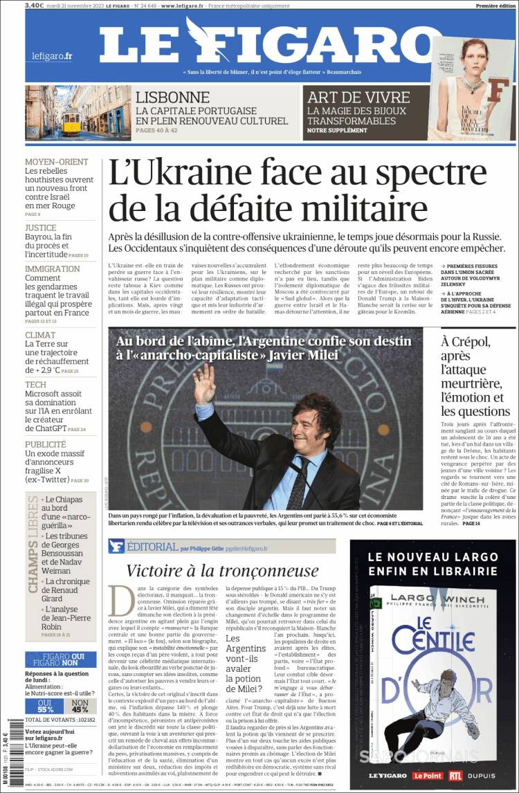 Portada de Le Figaro (Francia)