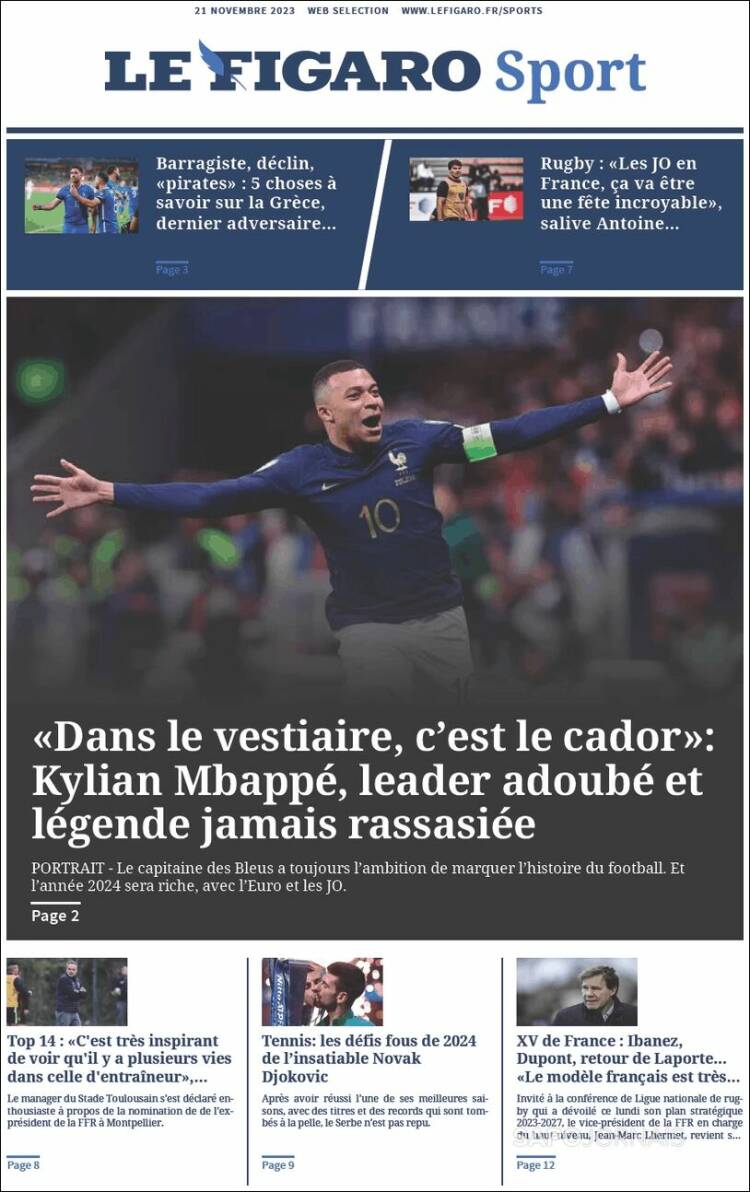 Portada de Le Figaro Sport (Francia)