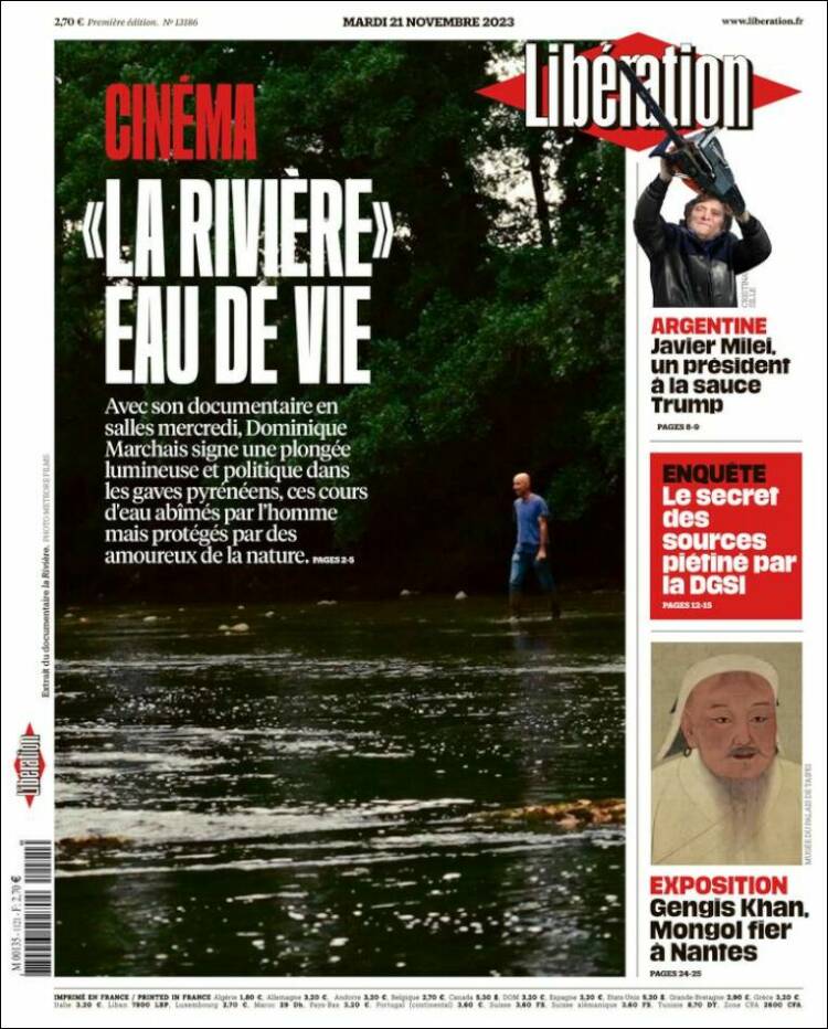 Portada de Libération (Francia)