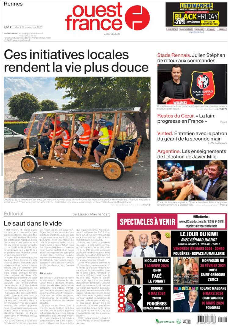 Portada de Ouest France (Francia)