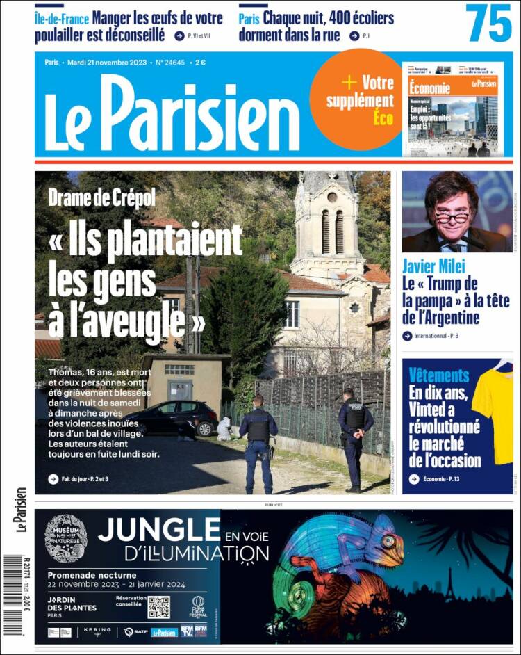 Portada de Le Parisien (Francia)