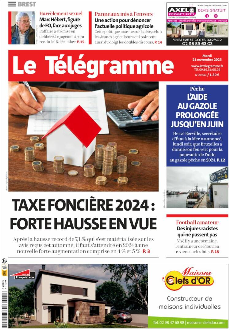 Portada de Télégramme (Francia)