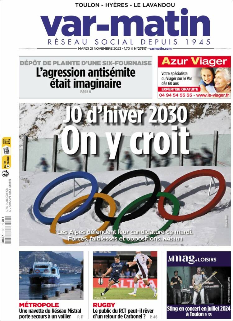 Portada de Var-Matin (Francia)