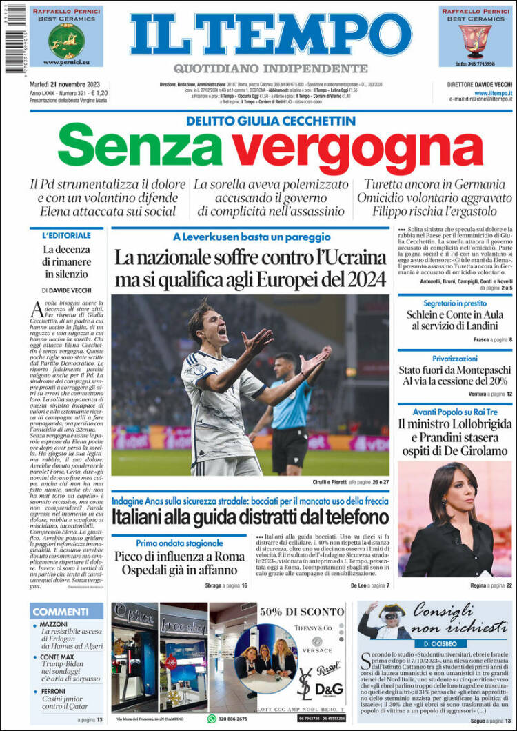 Portada de Il Tempo (Italia)