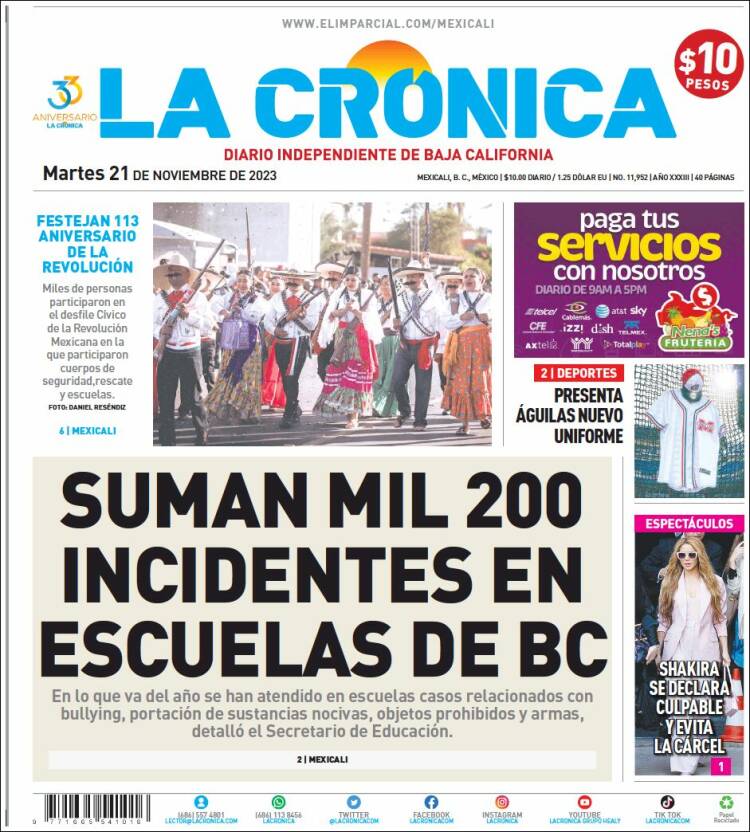 Portada de La Crónica de Baja California (Mexico)