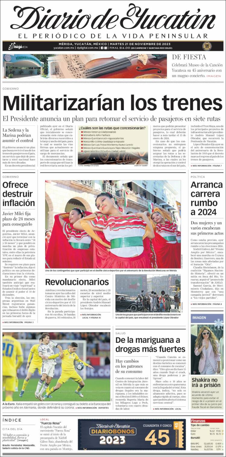 Portada de Diario de Yucatán (Mexico)