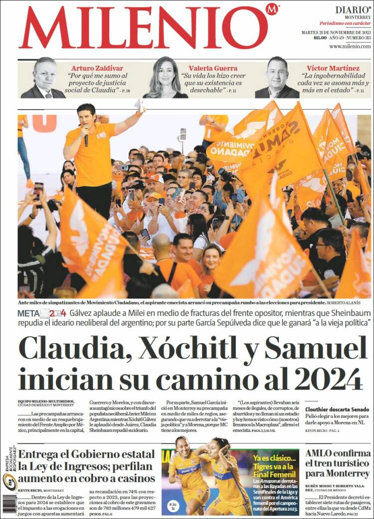 Portada de Milenio de Monterrey (Mexico)