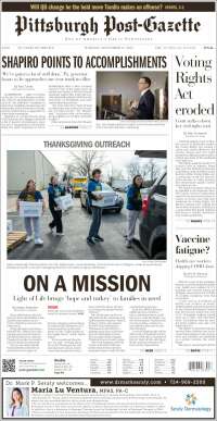 Portada de Pittsburgh Post-Gazette (USA)