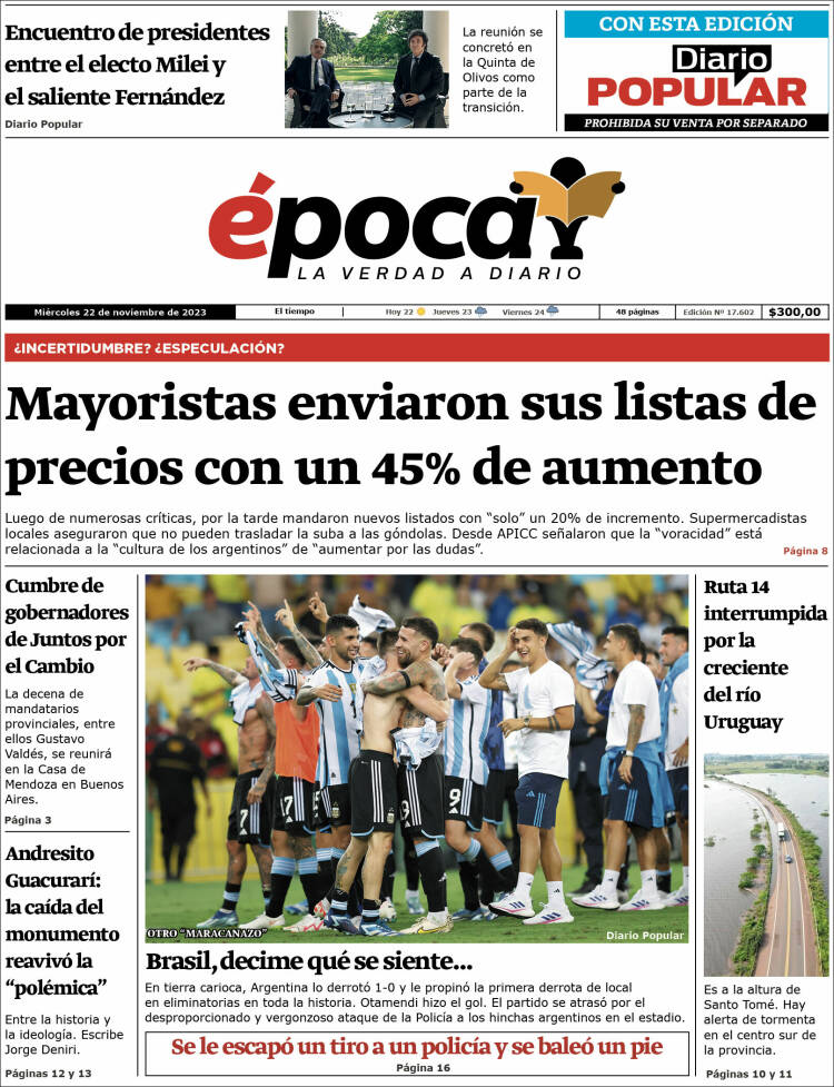 Portada de Diario Época (Argentina)