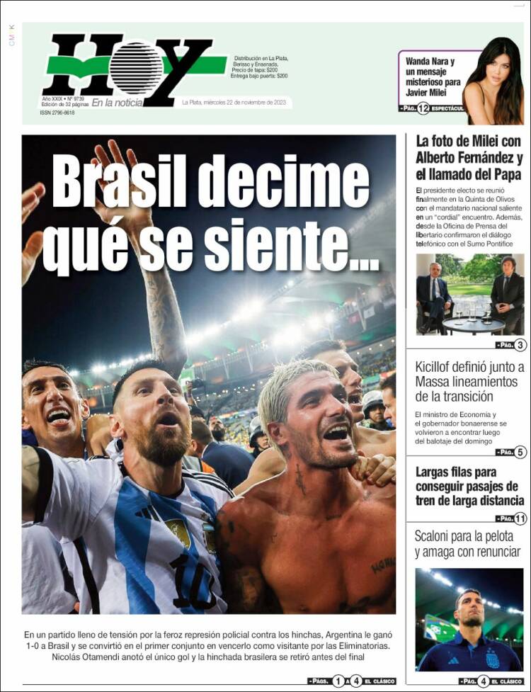 Portada de Diario Hoy (Argentina)