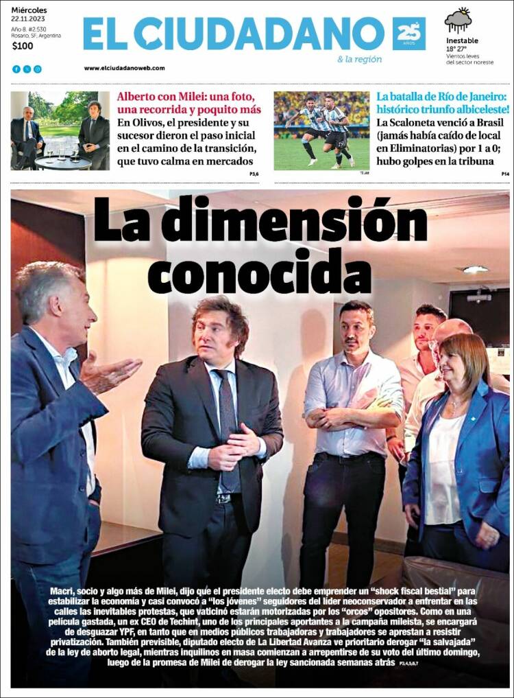 Portada de Diario El Ciudadano (Argentina)