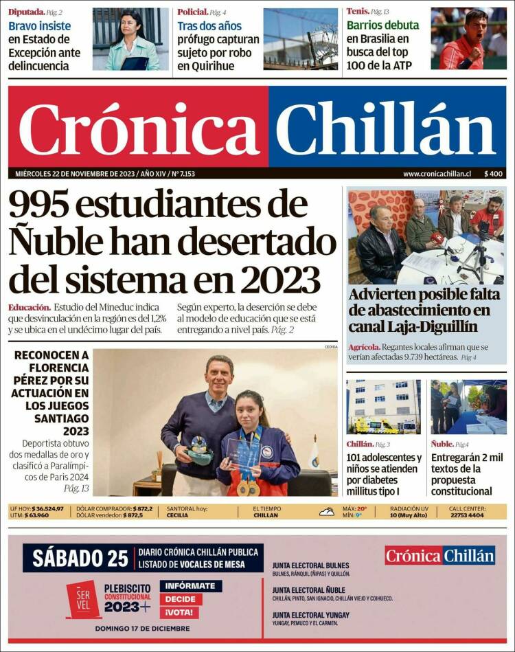 Portada de Crónica Chillán (Chile)