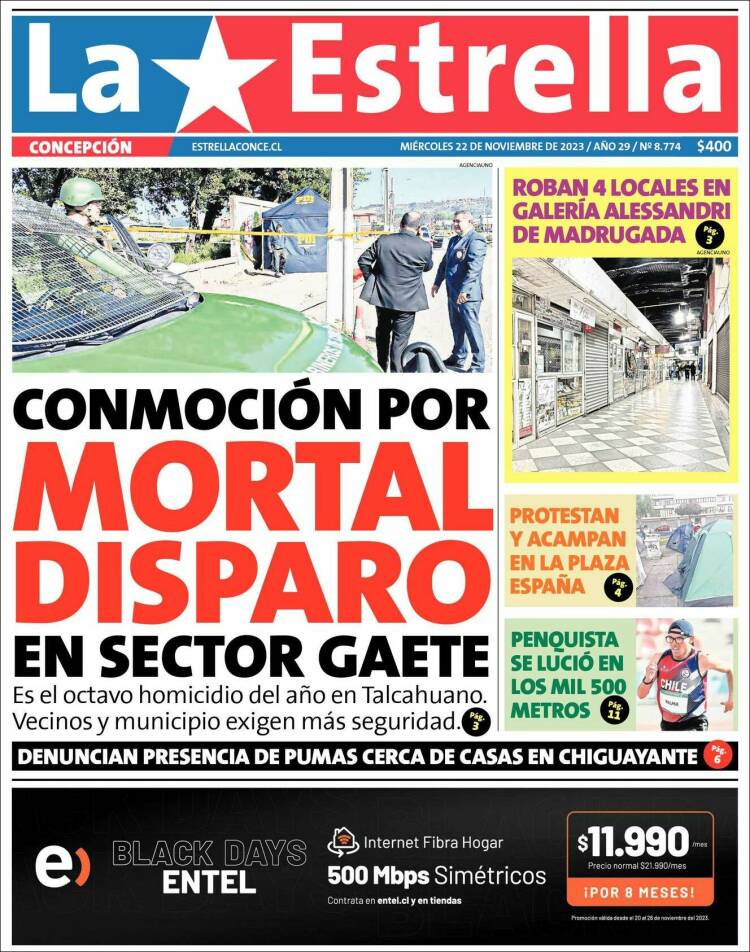 Portada de La Estrella de Concepción (Chile)