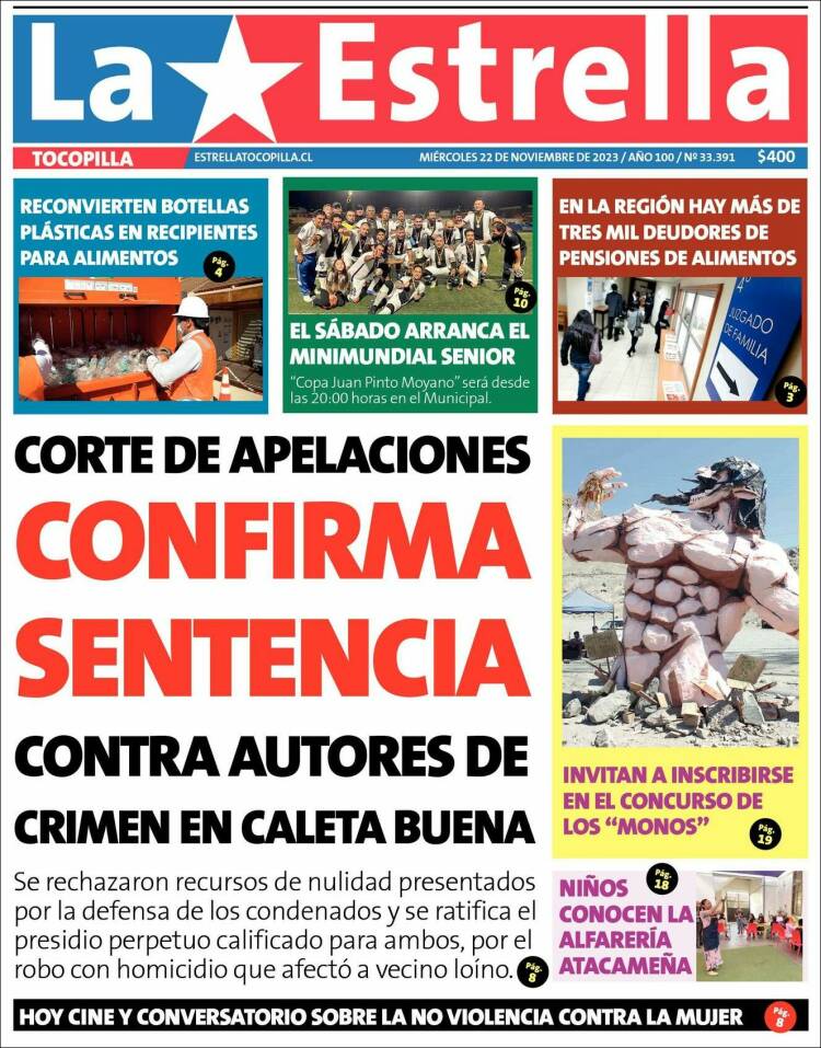 Portada de La Estrella de Tocopilla (Chile)