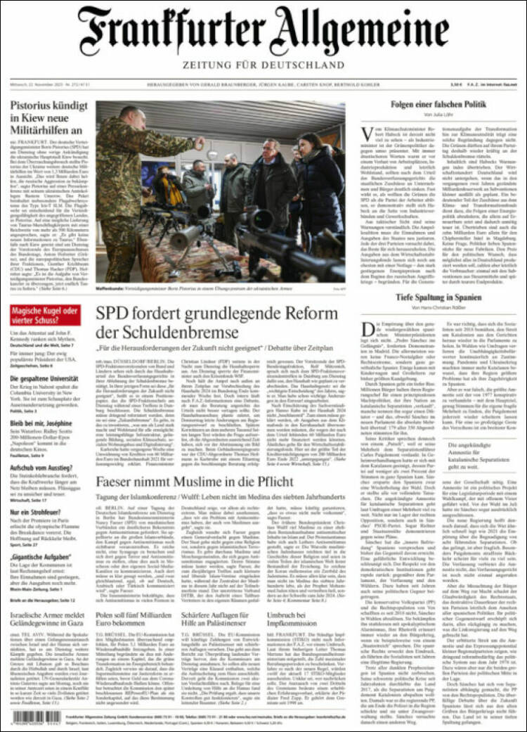 Portada de Frankfurter Allgemeine (Alemania)