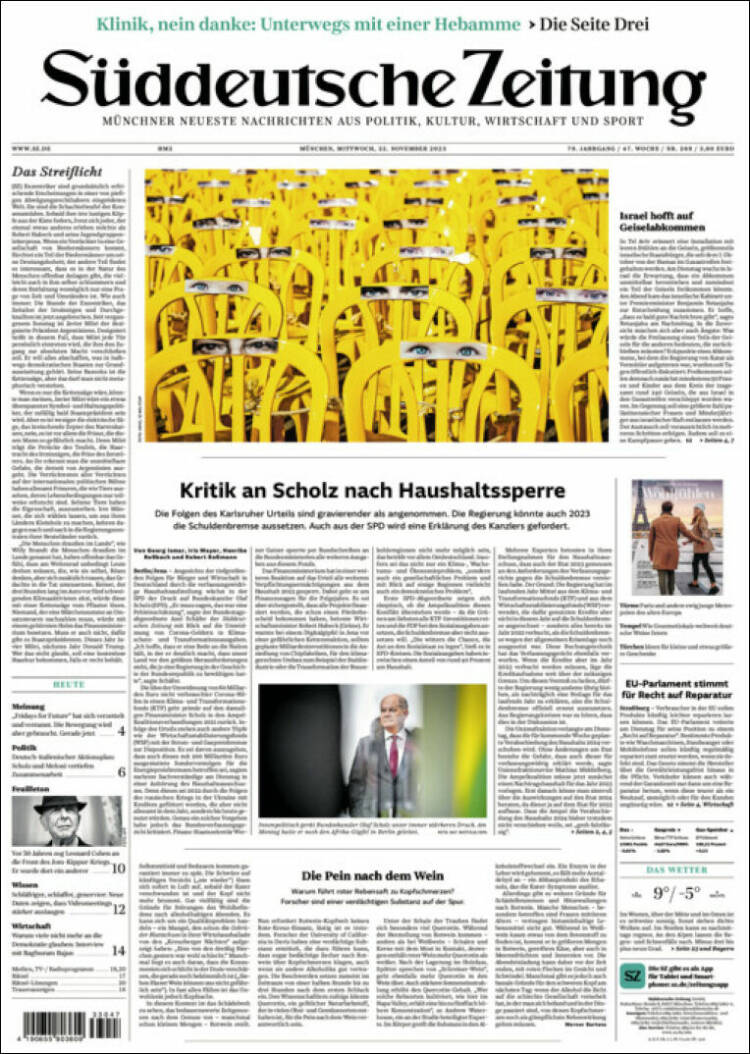 Portada de Sueddeutsche (Alemania)