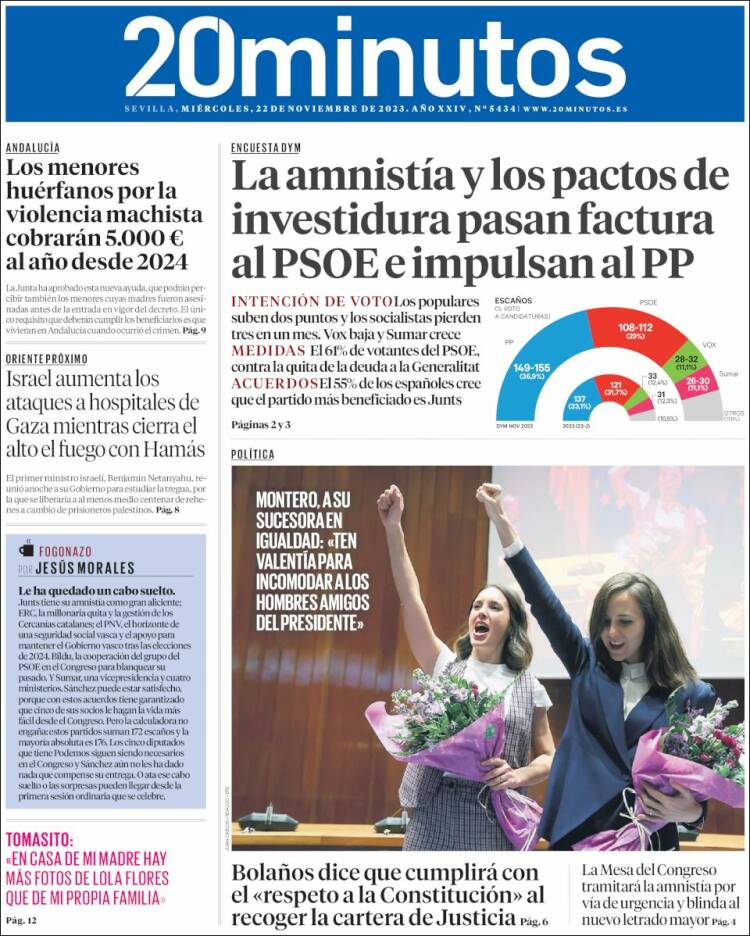 Portada de 20 Minutos - Sevilla (España)