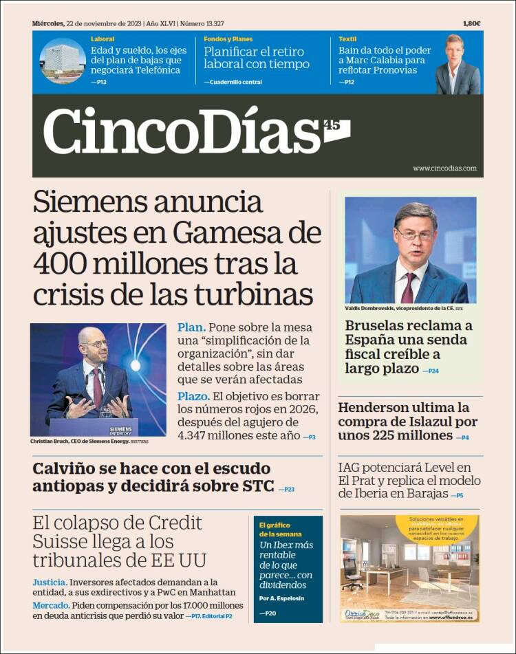 Portada de Cinco Días (Espa&ntilde;a)