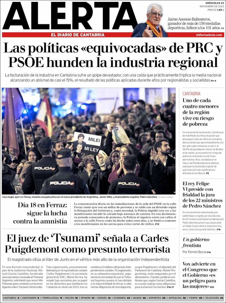 Portada de Alerta - El Diario de Cantabria (España)
