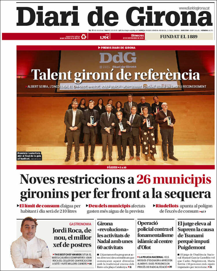 Portada de Diari de Girona (España)