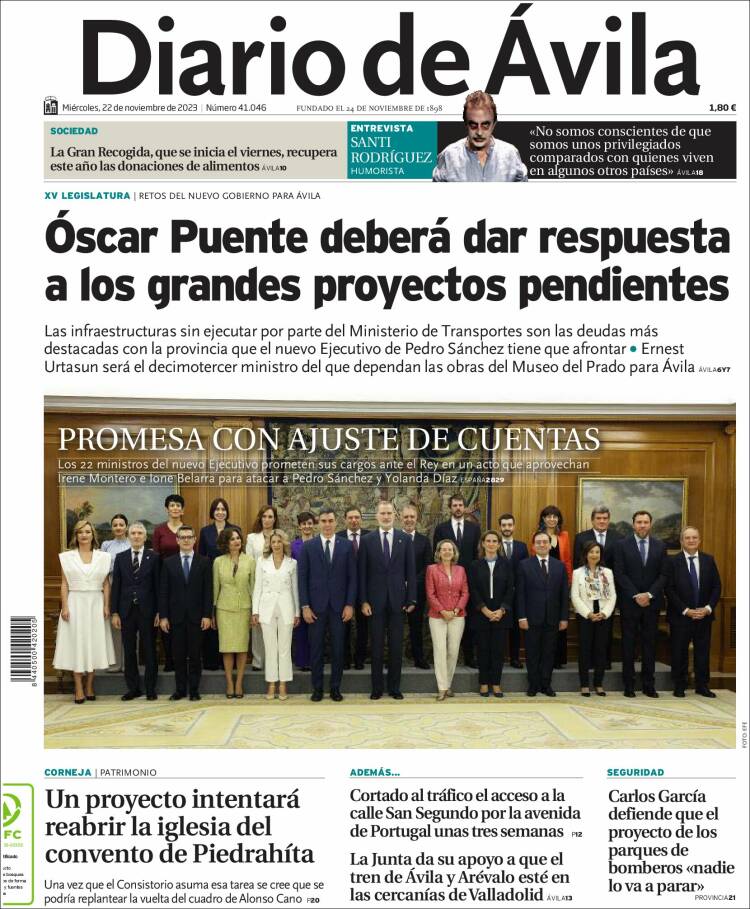 Portada de Diario de Ávila (España)