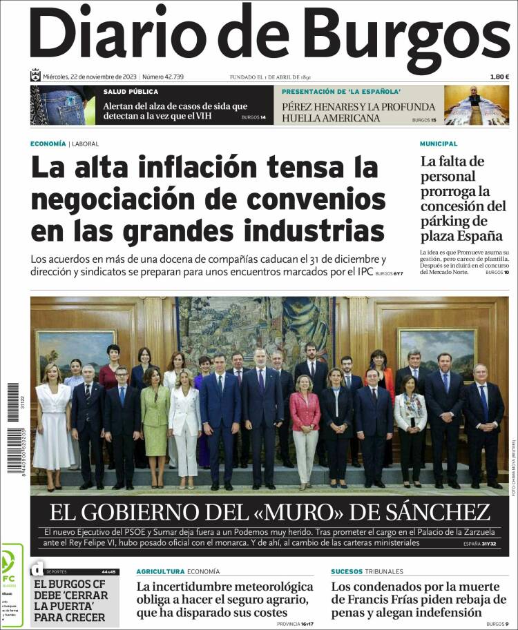 Portada de Diario de Burgos (España)
