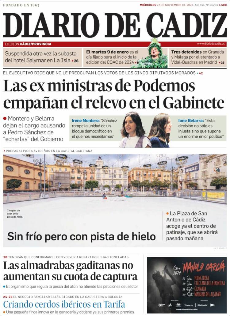 Portada de Diario de Cádiz (España)