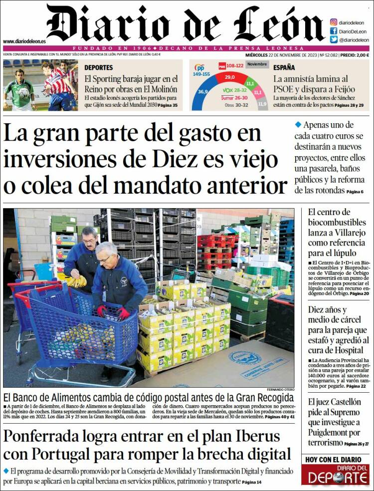 Portada de Diario de León (España)